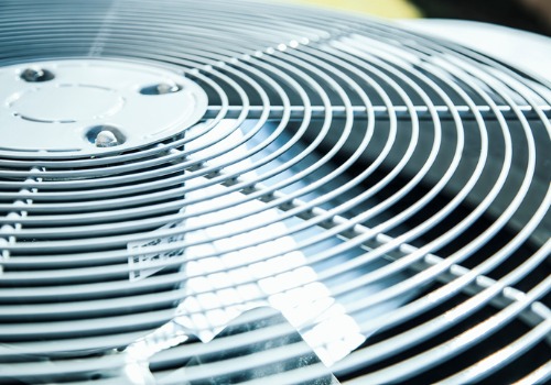 The fan of an AC unit, part of an HVAC system